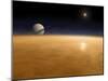 Saturn Above the Thick Atmosphere of its Moon Titan-Stocktrek Images-Mounted Photographic Print