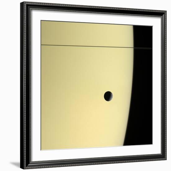 Saturn And Its Moon Tethys, Cassini Image-null-Framed Photographic Print