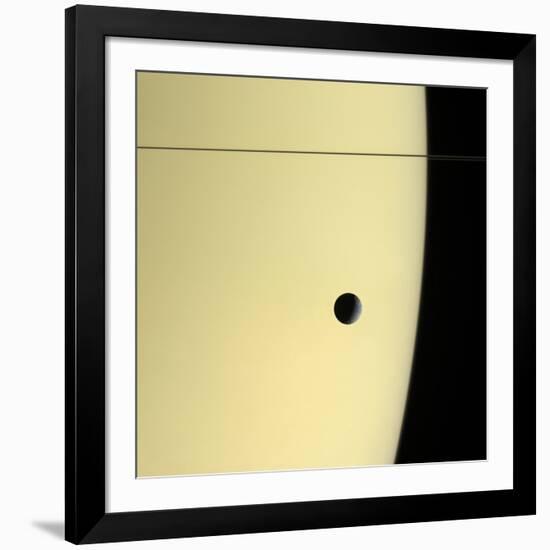 Saturn And Its Moon Tethys, Cassini Image-null-Framed Photographic Print