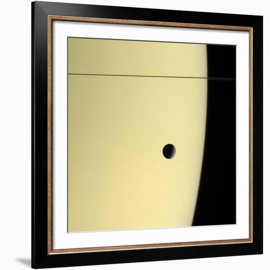 Saturn And Its Moon Tethys, Cassini Image-null-Framed Photographic Print