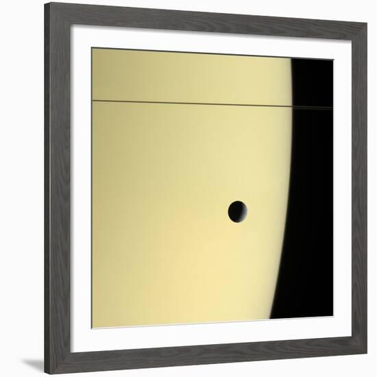 Saturn And Its Moon Tethys, Cassini Image-null-Framed Photographic Print