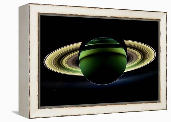 Saturn and its Rings, Cassini Image-null-Framed Premier Image Canvas