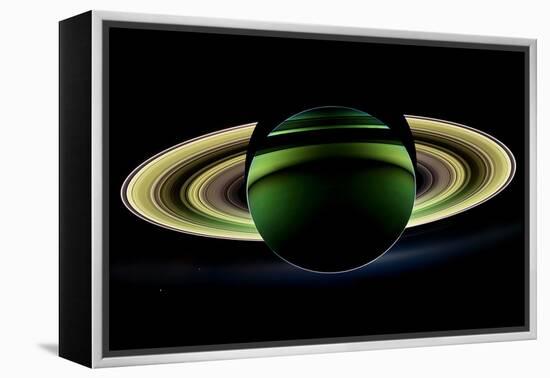 Saturn and its Rings, Cassini Image-null-Framed Premier Image Canvas