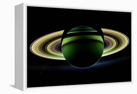 Saturn and its Rings, Cassini Image-null-Framed Premier Image Canvas