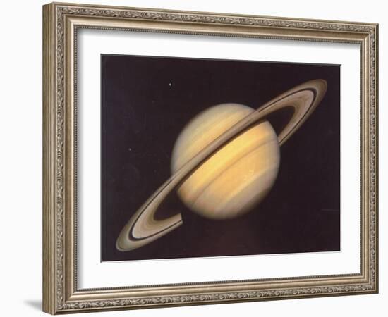 Saturn and Moons Rhea and Dione Taken by Nasa's Voyager 2 Spacecraft-null-Framed Photographic Print