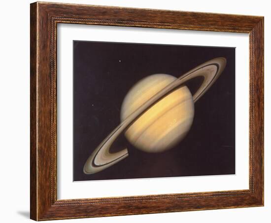 Saturn and Moons Rhea and Dione Taken by Nasa's Voyager 2 Spacecraft-null-Framed Photographic Print