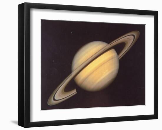 Saturn and Moons Rhea and Dione Taken by Nasa's Voyager 2 Spacecraft-null-Framed Photographic Print