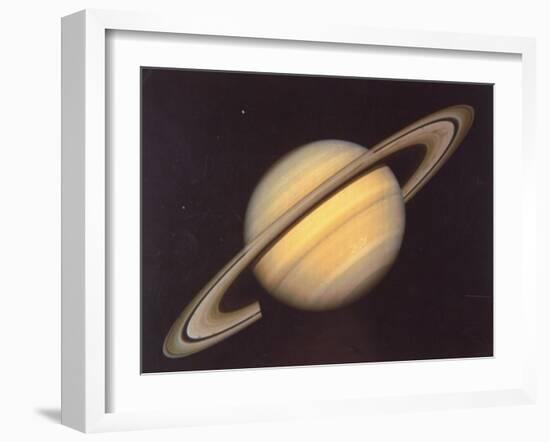 Saturn and Moons Rhea and Dione Taken by Nasa's Voyager 2 Spacecraft-null-Framed Photographic Print