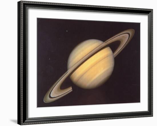 Saturn and Moons Rhea and Dione Taken by Nasa's Voyager 2 Spacecraft-null-Framed Photographic Print