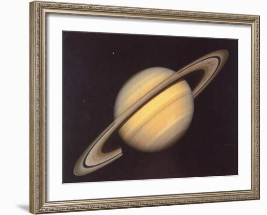 Saturn and Moons Rhea and Dione Taken by Nasa's Voyager 2 Spacecraft-null-Framed Photographic Print