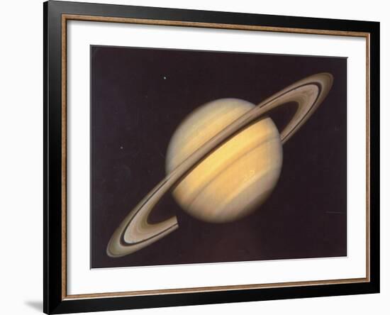 Saturn and Moons Rhea and Dione Taken by Nasa's Voyager 2 Spacecraft-null-Framed Photographic Print