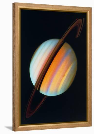 Saturn And Rings From Voyager 1-null-Framed Premier Image Canvas