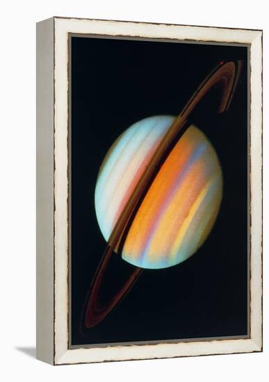 Saturn And Rings From Voyager 1-null-Framed Premier Image Canvas