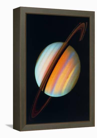 Saturn And Rings From Voyager 1-null-Framed Premier Image Canvas