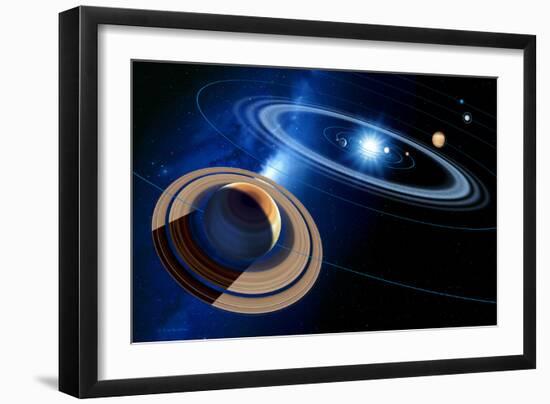 Saturn And Solar System-Detlev Van Ravenswaay-Framed Photographic Print