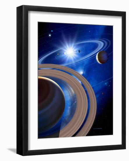 Saturn And Solar System-Detlev Van Ravenswaay-Framed Photographic Print