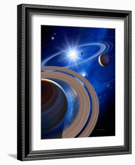 Saturn And Solar System-Detlev Van Ravenswaay-Framed Photographic Print