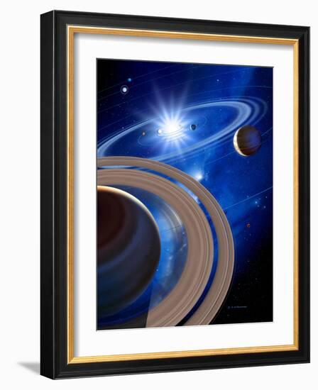 Saturn And Solar System-Detlev Van Ravenswaay-Framed Photographic Print