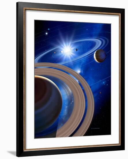 Saturn And Solar System-Detlev Van Ravenswaay-Framed Photographic Print