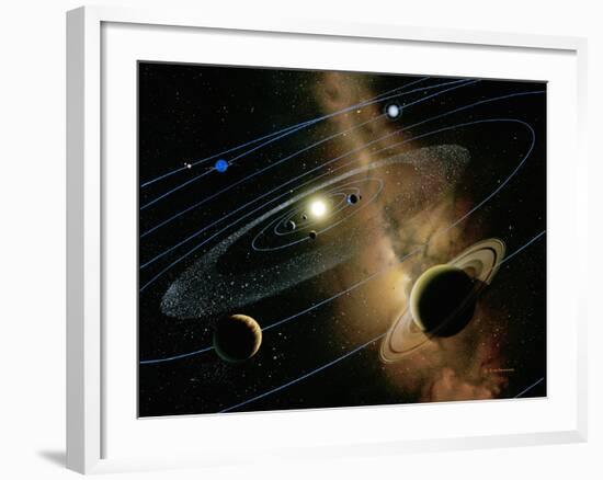 Saturn And Solar System-Detlev Van Ravenswaay-Framed Photographic Print