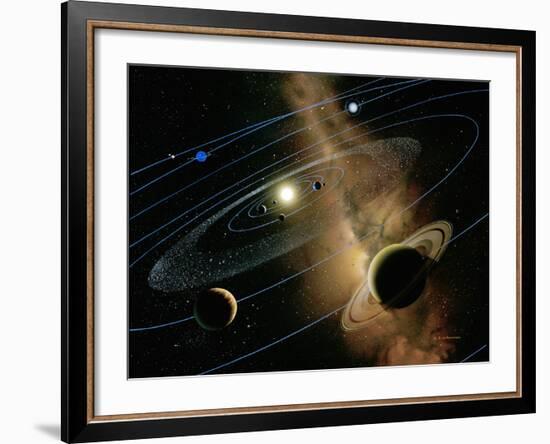 Saturn And Solar System-Detlev Van Ravenswaay-Framed Photographic Print