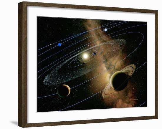 Saturn And Solar System-Detlev Van Ravenswaay-Framed Photographic Print