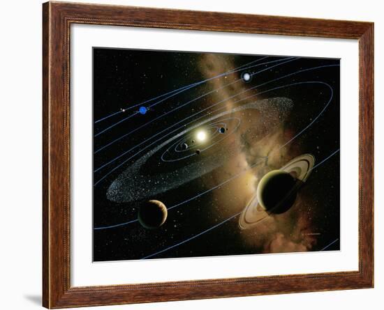 Saturn And Solar System-Detlev Van Ravenswaay-Framed Photographic Print