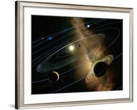 Saturn And Solar System-Detlev Van Ravenswaay-Framed Photographic Print