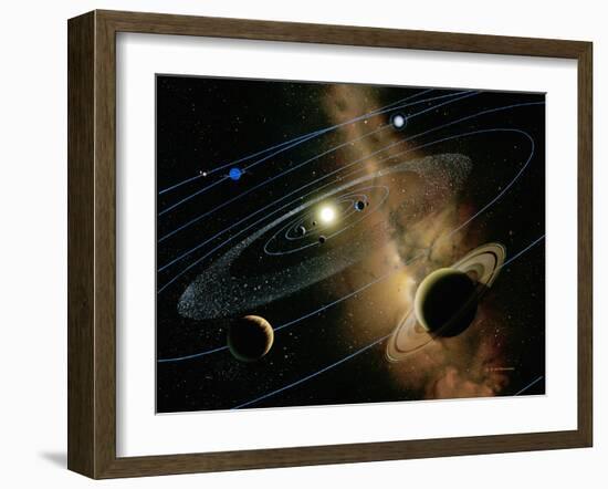 Saturn And Solar System-Detlev Van Ravenswaay-Framed Photographic Print