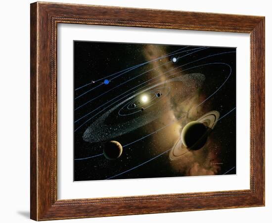 Saturn And Solar System-Detlev Van Ravenswaay-Framed Photographic Print