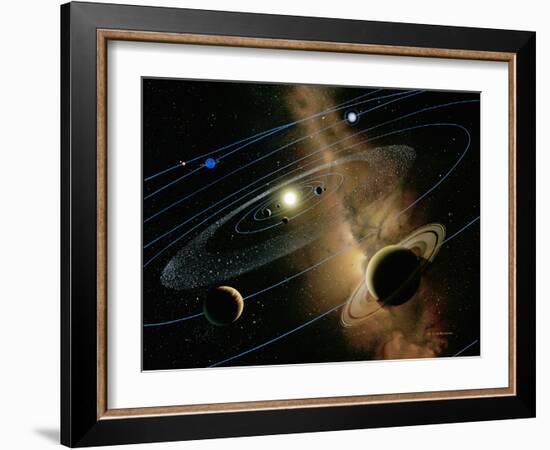 Saturn And Solar System-Detlev Van Ravenswaay-Framed Photographic Print