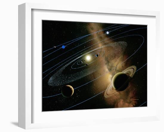 Saturn And Solar System-Detlev Van Ravenswaay-Framed Photographic Print