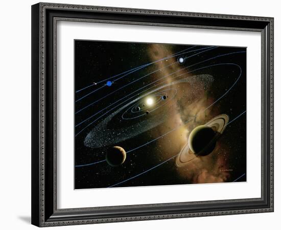 Saturn And Solar System-Detlev Van Ravenswaay-Framed Photographic Print