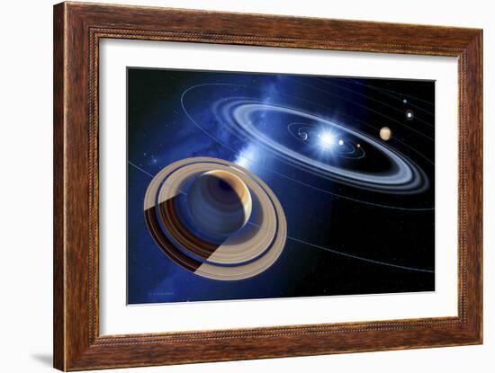 Saturn And Solar System-Detlev Van Ravenswaay-Framed Photographic Print