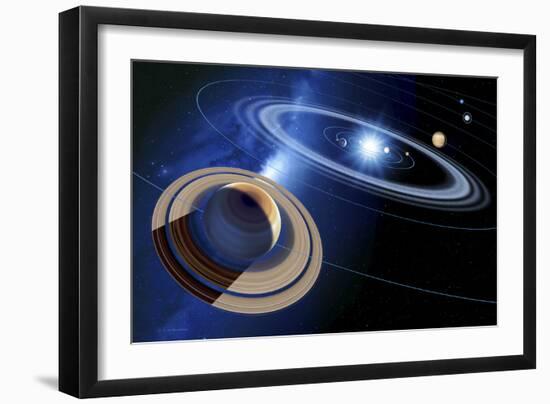 Saturn And Solar System-Detlev Van Ravenswaay-Framed Photographic Print