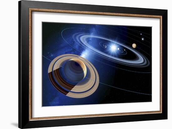 Saturn And Solar System-Detlev Van Ravenswaay-Framed Photographic Print