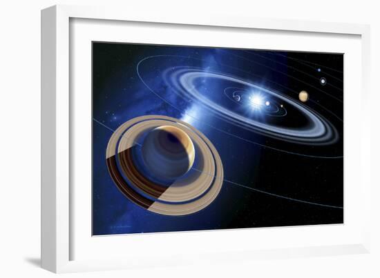 Saturn And Solar System-Detlev Van Ravenswaay-Framed Photographic Print