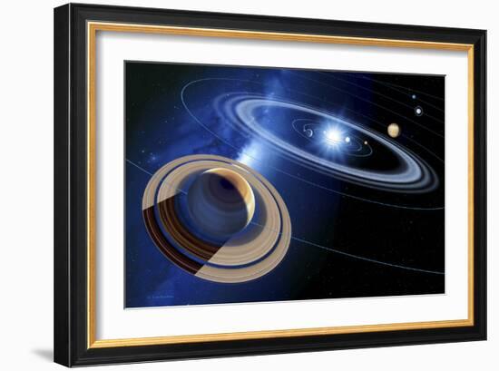 Saturn And Solar System-Detlev Van Ravenswaay-Framed Photographic Print