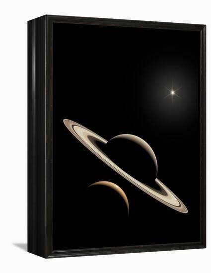 Saturn And Titan's Lakes-David Parker-Framed Premier Image Canvas