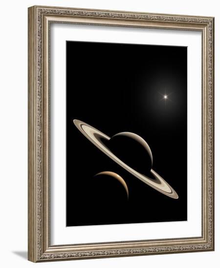 Saturn And Titan's Lakes-David Parker-Framed Photographic Print