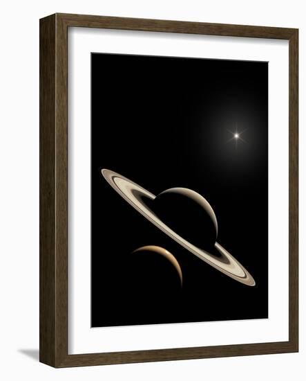 Saturn And Titan's Lakes-David Parker-Framed Photographic Print