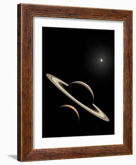 Saturn And Titan's Lakes-David Parker-Framed Photographic Print