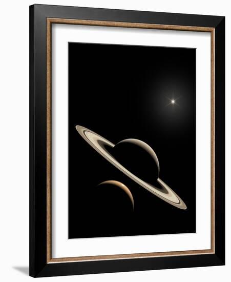 Saturn And Titan's Lakes-David Parker-Framed Photographic Print