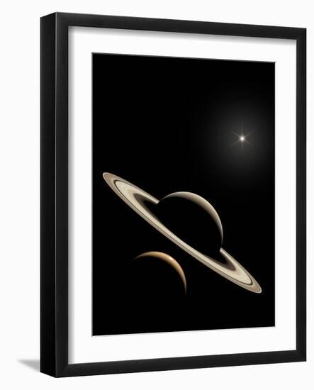 Saturn And Titan's Lakes-David Parker-Framed Photographic Print