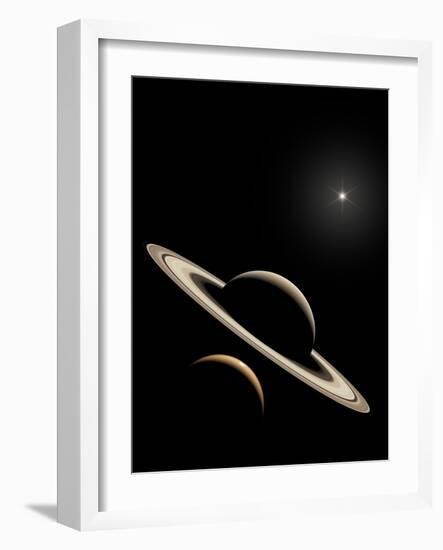 Saturn And Titan's Lakes-David Parker-Framed Photographic Print