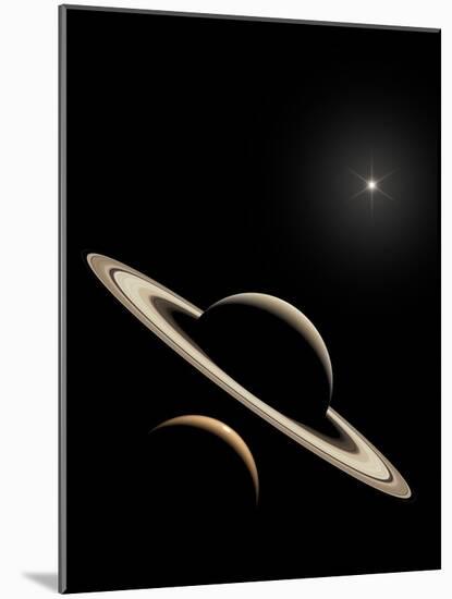 Saturn And Titan's Lakes-David Parker-Mounted Photographic Print