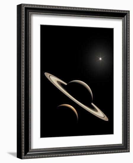 Saturn And Titan's Lakes-David Parker-Framed Photographic Print