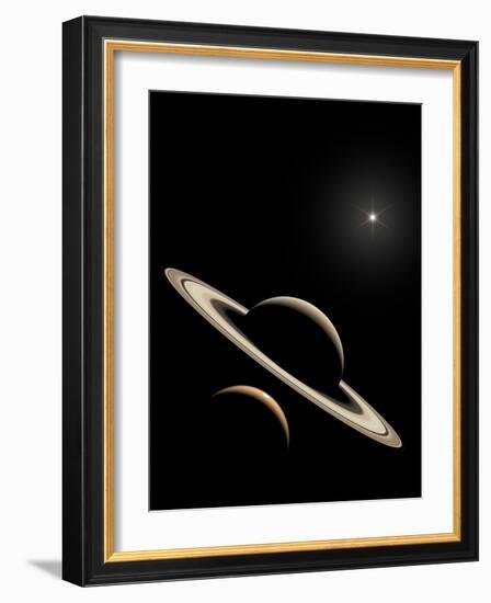 Saturn And Titan's Lakes-David Parker-Framed Photographic Print