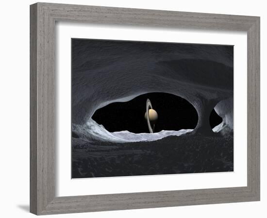 Saturn From Iapetus, Artwork-Walter Myers-Framed Photographic Print