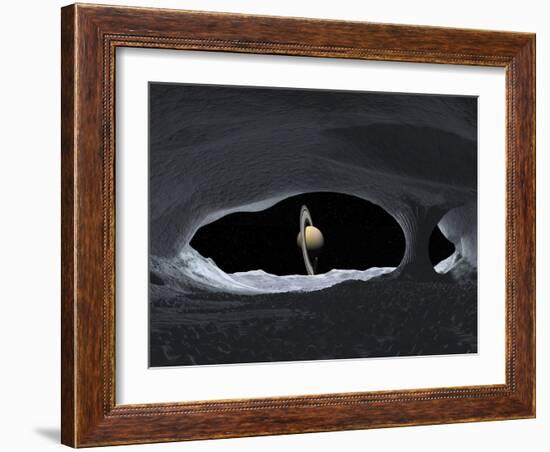 Saturn From Iapetus, Artwork-Walter Myers-Framed Photographic Print